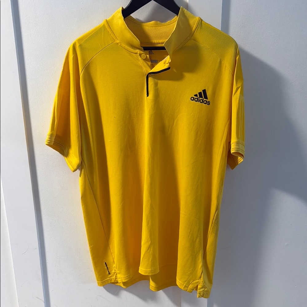 Adidas Yellow Golf Polo Shirt Classic Design